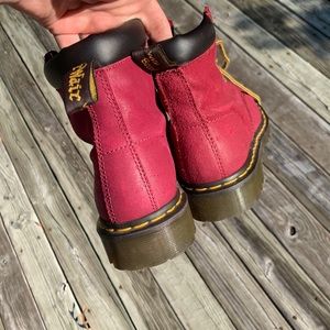 Burgundy Dr Martens. Great during any season.